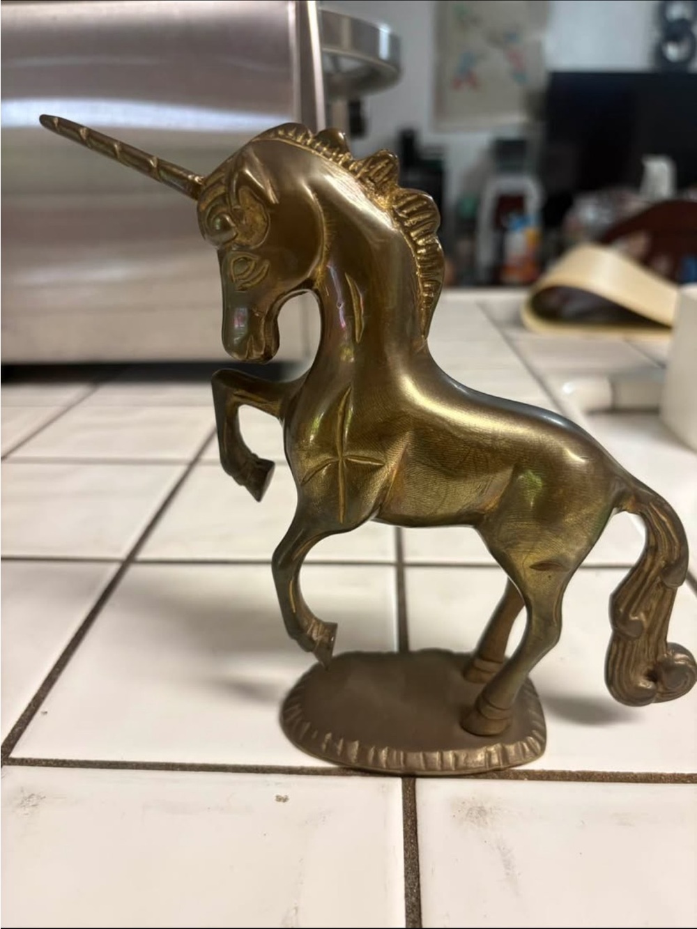 Antique Gold Unicorn Figurine Decorative Statue